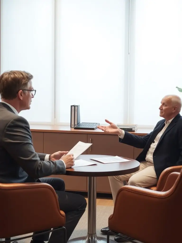 A legal professional providing guidance and support to an individual seeking justice, representing LDH's commitment to legal advocacy and support.