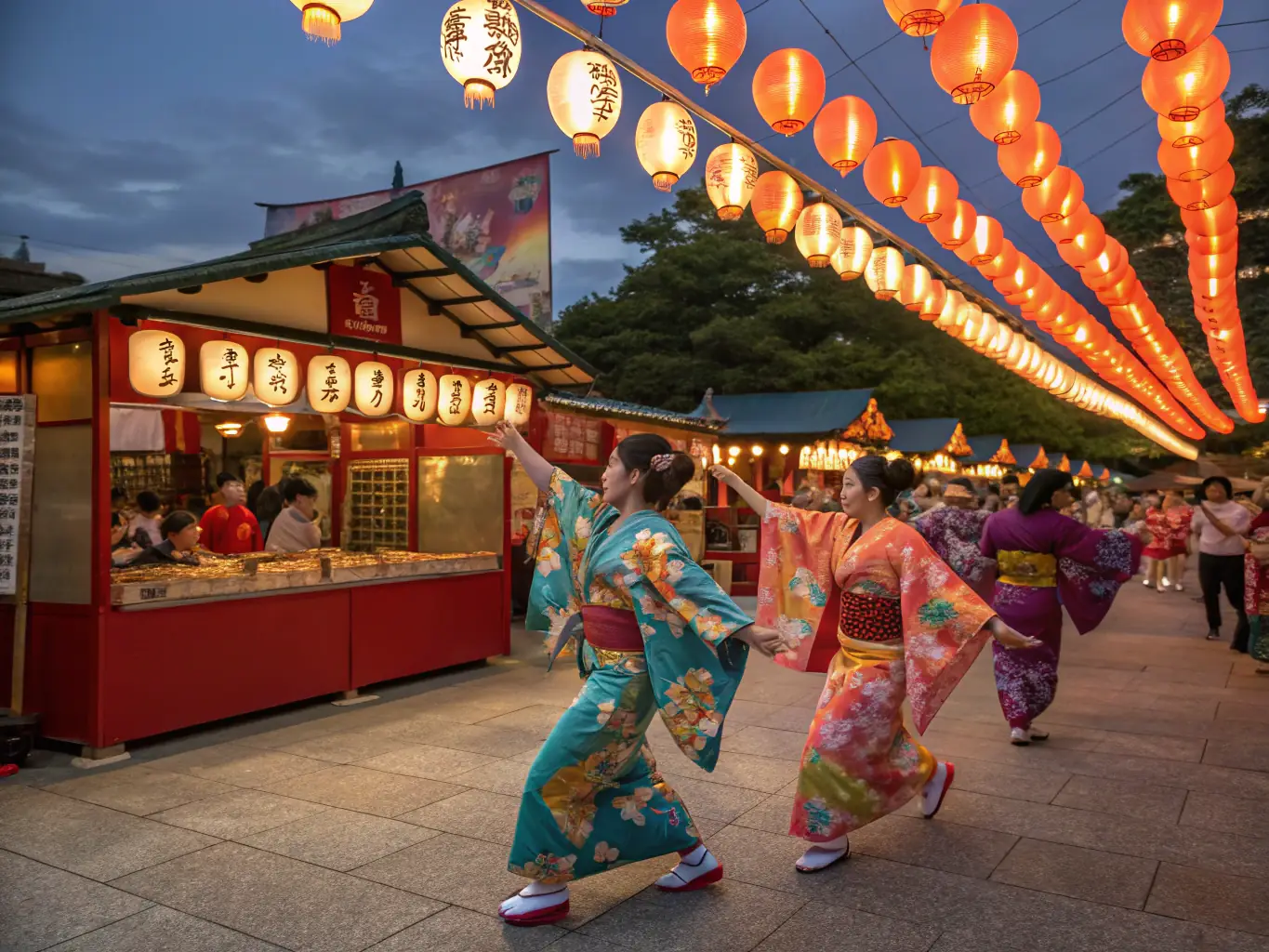 A vibrant image of a cultural event organized by LAON ON FIRE, showcasing traditional music, dance, and local cuisine.