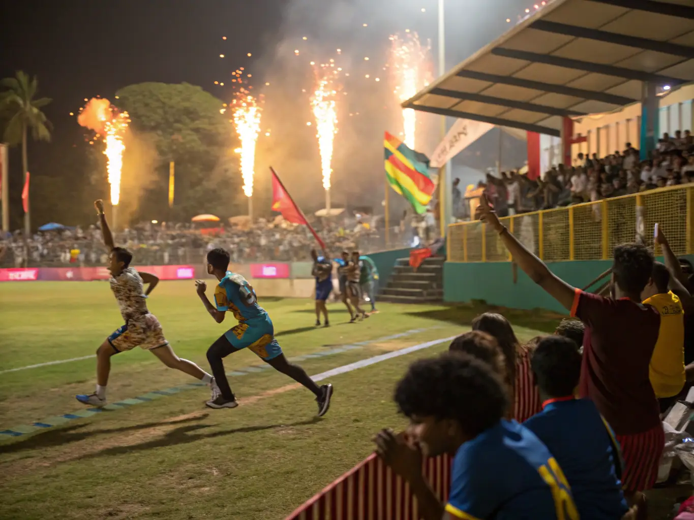 A dynamic shot of participants competing in a sports event organized by LAON ON FIRE, highlighting teamwork, sportsmanship, and healthy competition.
