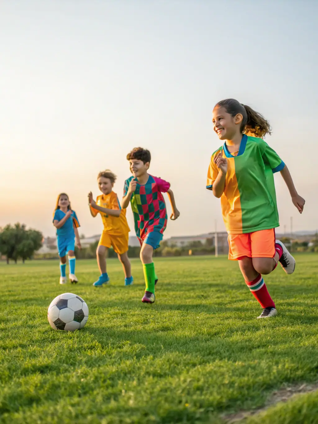 A vibrant image of children participating in a soccer clinic, showcasing teamwork and fun at LA TOUR TONIQUE.