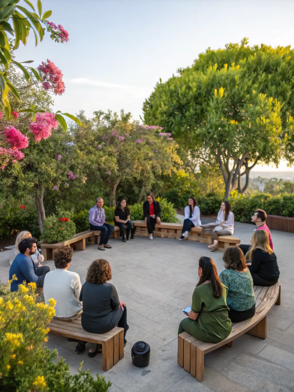 An image of a diverse group of adults and seniors participating in an interactive workshop led by a facilitator, representing the Community Education Workshops.